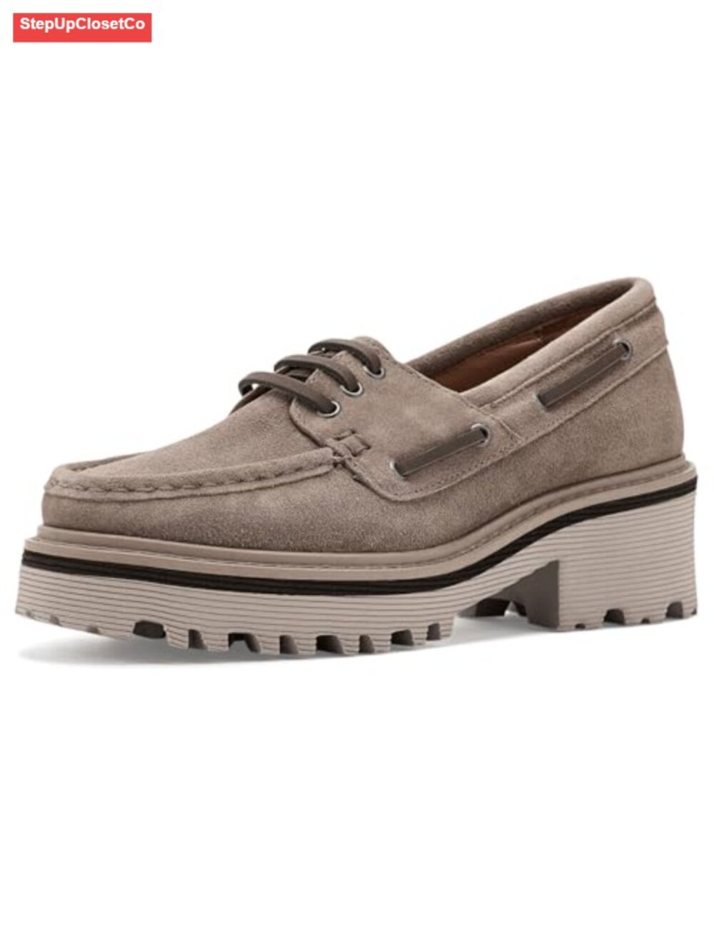 Suede Boat Shoe with Sheepskin Lining & Lug Sole Casual